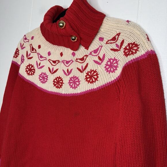 Kate Spade Women’s Merino Wool Embroidered Turtleneck Sweater Red Size Large - Picture 3 of 6